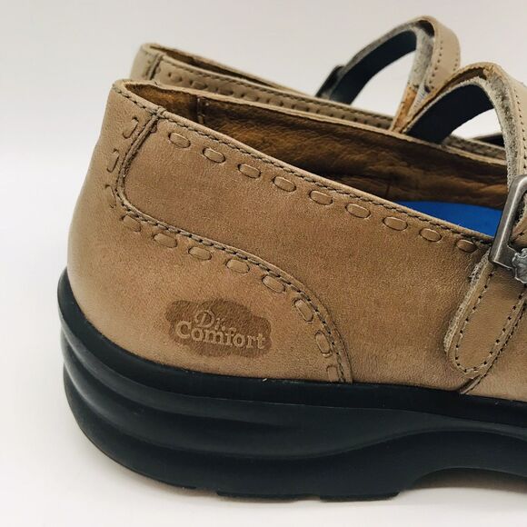 Dr. Comfort Paradise Tan Leather Mary Janes Women's 9M Hook & Loop Strap Shoes - Picture 11 of 13